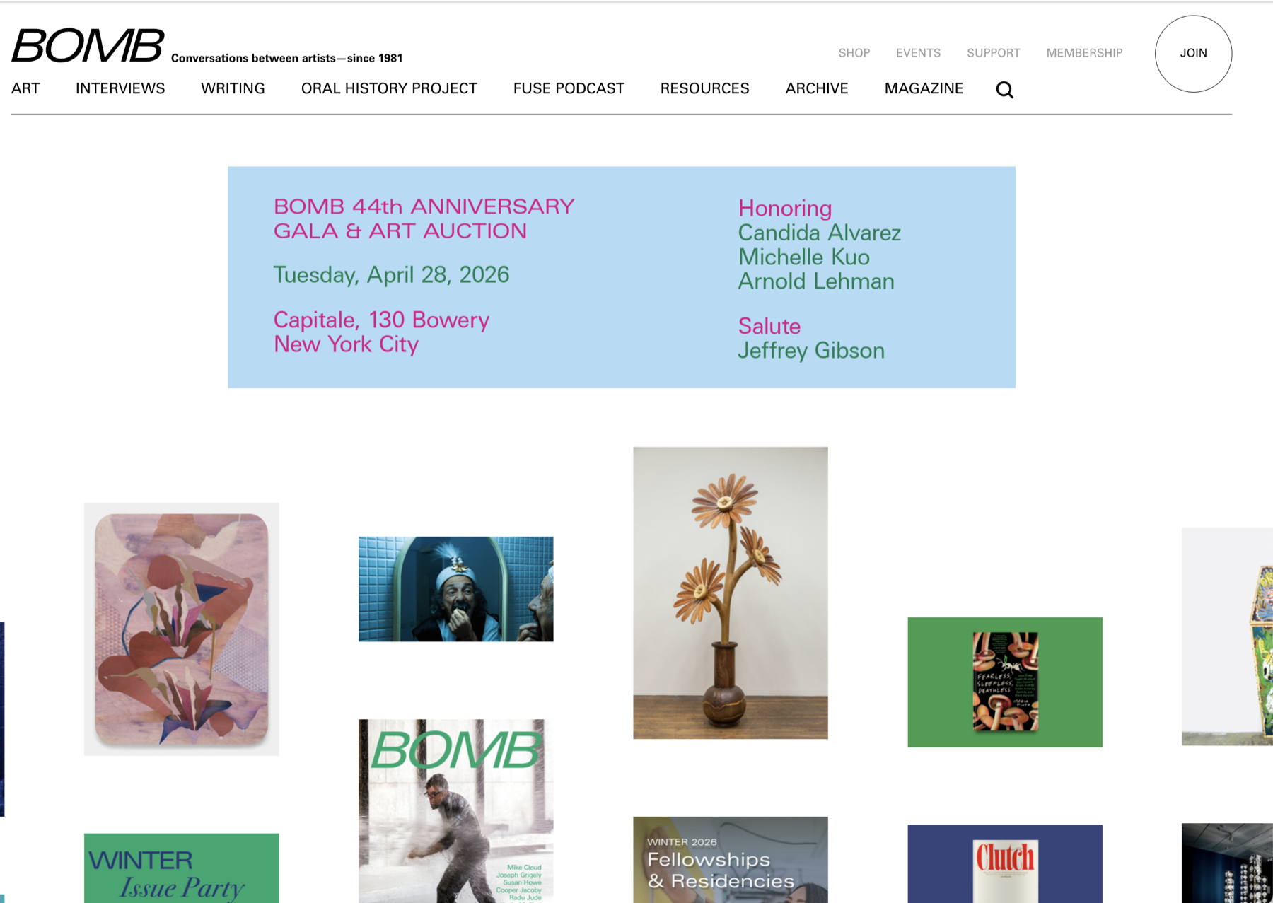 BOMB Magazine website