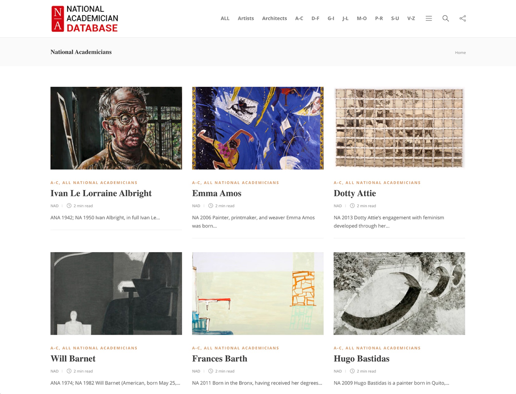 National Academician DB website